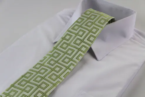 Mens-Silver-With-Olive-Green-Maze-Patterned-8cm-Neck-Tie-Ellie-Ruby.webp