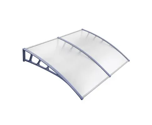 Instahut Window Door Awning Canopy 1.5mx2m Transparent Sheet Grey Plastic Frame