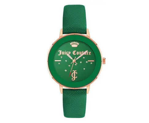 Juicy Couture Green & Rose Gold Analog Fashion Watch with Rhinestone Facing One Size