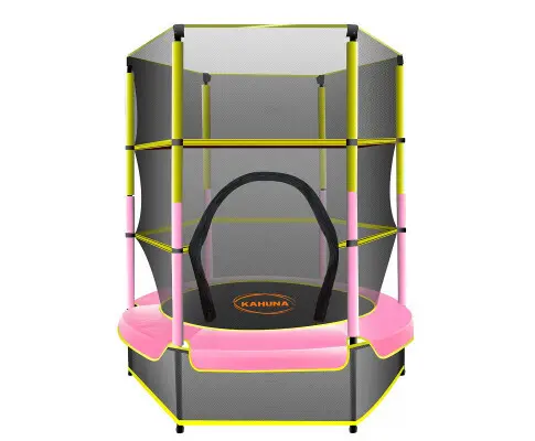 Kahuna 4.5ft Trampoline Round Free Safety Net Spring Pad Cover Mat Yellow Pink