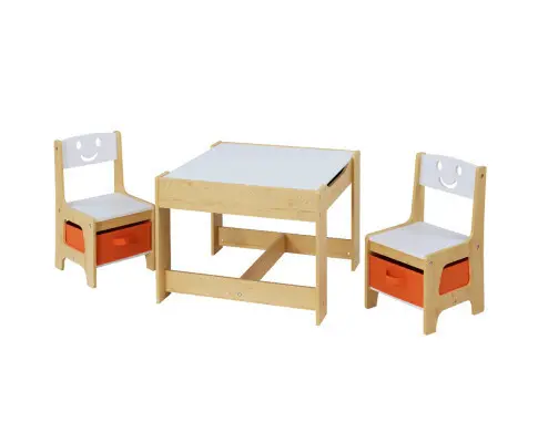 Keezi 3PCS Kids Table and Chairs Set Activity Desk Chalkboard Toys Storage Box