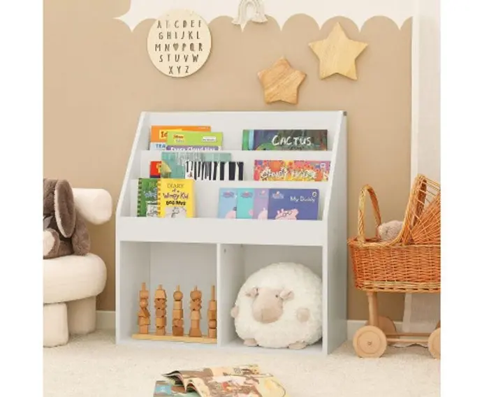 Kids Shelving Unit 3 Shelves 2 Compartments