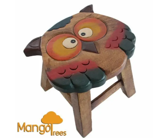 Kids Wooden Stool Owl