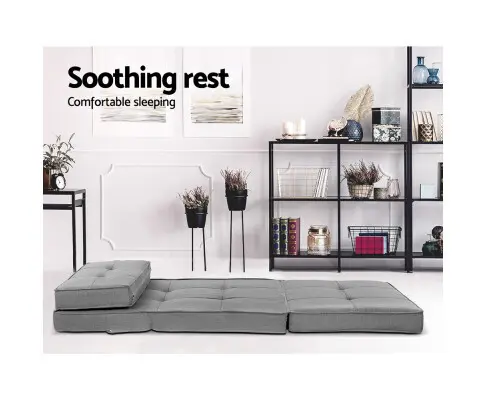 Artiss Lounge Sofa Bed Floor Futon Folding Grey