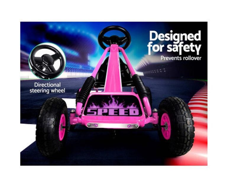 Rigo Kids Pedal Go Kart Ride On Toys Racing Car Rubber Tyre Pink