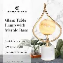 SARANTINO SCULPTURAL ORANGE GLASS TABLE LAMP WITH WHITE MARBLE BASE