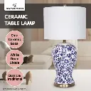 SARANTINO TABLE LAMP CERAMIC FLORAL BASE COTTON DRUM SHADE