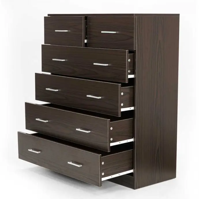 Sarantino TALLBOY DRESSER 6 CHEST OF DRAWERS CABINET 85 X 39.5 X 105 - BROWN