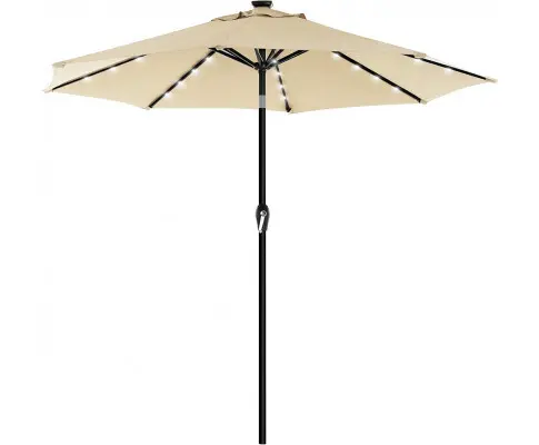 SONGMICS 3m Solar Lighted Outdoor Patio Umbrella Cream