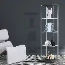 Stacked Display Storage Cabinet Glass Lockable 164cm with 4 Tier Shelves Floor