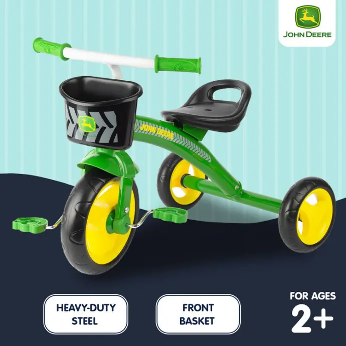 John Deere Green Steel Tricycle Ride-On Toy