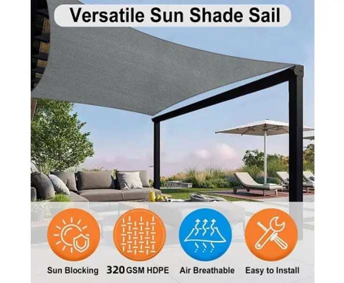 Waterproof Shade Sail Awning Cloth Rectangle Triangle Square Sand Sun Canopy AU