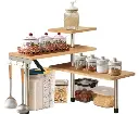 CARLA HOME 3 Tier Corner Shelf Kitchen Spice Rack Organiser with Hooks