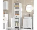 Tall Bathroom Storage Cabinet 3 Shelves, White