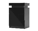 Bedside Table 3 Drawers RGB LED Bedroom Cabinet Nightstand Gloss GLORY BLACK