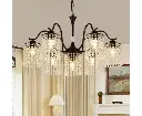 Crystal Chandelier Industrial Farmhouse, Black