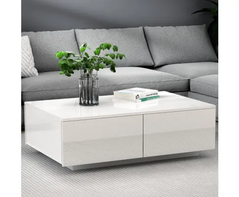 Artiss Coffee Table 4 Drawers White Trevi