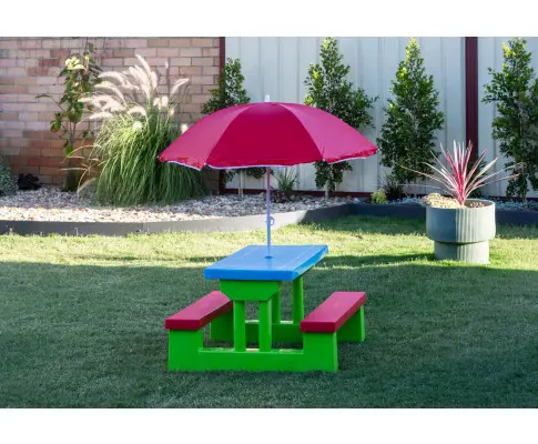 Durable Kids Picnic Table Set with Umbrella