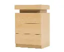 Bedside Table 3 Drawers RGB LED Bedroom Cabinet Nightstand Gloss GLORY OAK