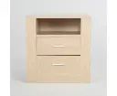 Bedside Table Side Storage Cabinet Nightstand Bedroom 2 Drawer 1 Shelf ZURI OAK