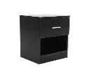 Bedside Table Side Storage Cabinet Nightstand Bedroom 1 Drawer 1 Shelf ELLA - BLACK