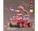 DanBaoLe Magnetic Fire Truck DIY Assembly Engineering Vehicle with Music Lights Red