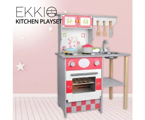 EKKIO Wooden Kitchen Playset for Kids (European Style Kitchen Set)