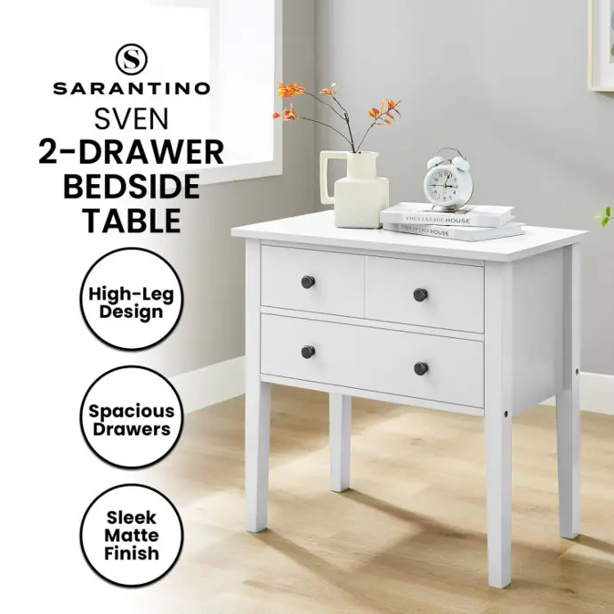 SARANTINO SVEN BEDSIDE TABLE NIGHT STAND - WHITE