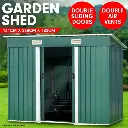 4FT X 8FT GARDEN SHED FLAT ROOF OUTDOOR STORAGE - GREEN