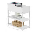 Multi-Tier Bedside Table with Powerboard, White