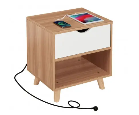 Bedside Table with Powerboard & USB Ports