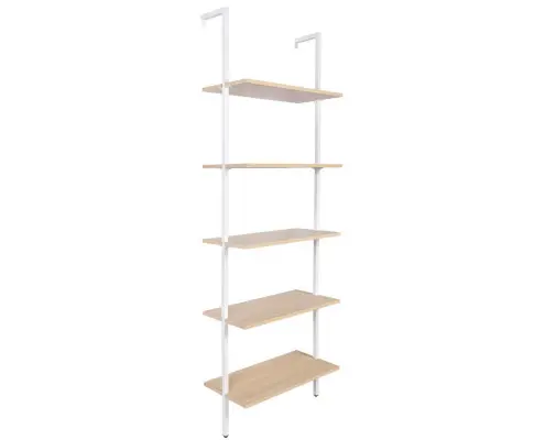 YES4HOMES Industrial Ladder Shelf Wood Wall-Mounted Bookcase Storage Rack