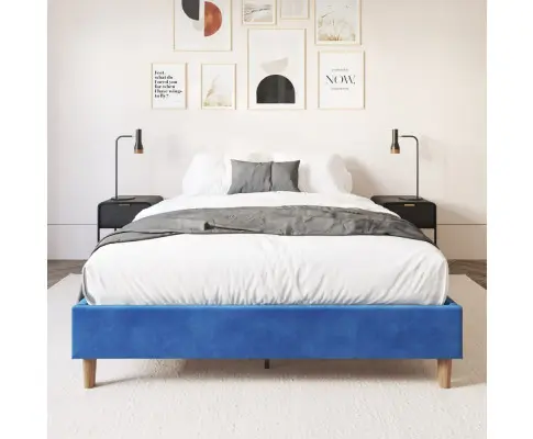 Velvet Blue Bed Frame – Queen