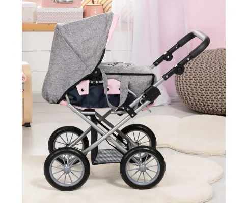 City Star Doll's Pram Bag, Denim Grey and Blue