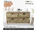 Home Master 4 Drawer Natural Seagrass Wooden Storage Chest Stylish 46cm