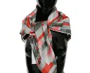 C’N’C COSTUME NATIONAL Gray Red Checkered Silk Scarf One Size Women