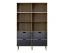 Artiss Bookshelf with 4 Drawers - MITZI Oak and Blue