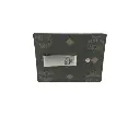 MCM Signature Leather Money Clip Card Case with Monogrammed Design One Size Women