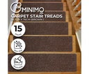 GOMINIMO Set of 15 Non Slip Carpet Stair Tread 20.3 x76cm (Brown)