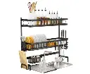 65cm 3 tier Over Single Sink Dish Drying Rack Drainer Kitchen Cutlery Holder Storage Organizer