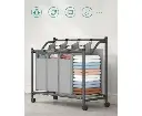 SONGMICS Laundry Basket with 4 Removable Laundry Bin on Wheels Gray