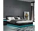 Artiss Bed Frame Queen Size LED Gas Lift Black LUMI