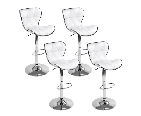 Artiss 4x Bar Stools Gas Lift Leather Seat White