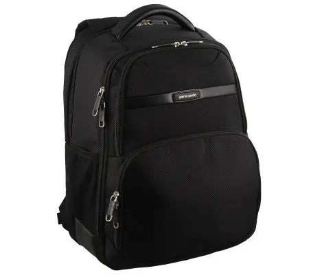 30L Pierre Cardin Large Backpack Bag w Laptop Sleeve Travel Luggage RFID - Black