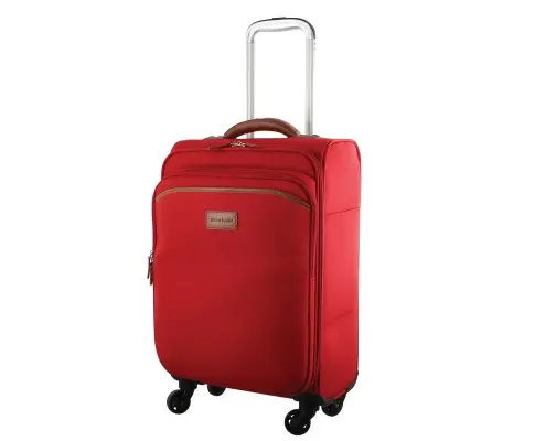 Pierre Cardin 40L Cabin Soft-Shell Suitcase Travel Luggage Bag 4-Wheel Case - Red