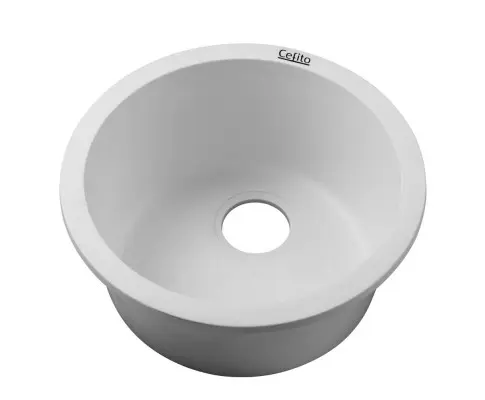 Cefito Stone Kitchen Sink Round 430MM Granite Under/Topmount Basin Bowl Laundry White