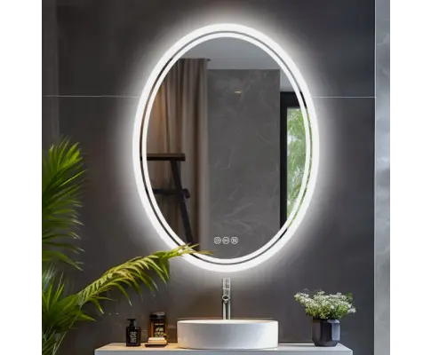 Interior Ave - LED Oval Frameless Salon / Bathroom Wall Mirror - 50 x 70cm