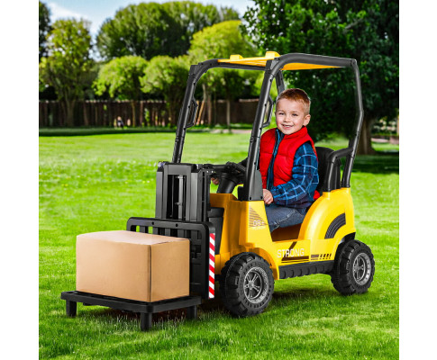 Rigo Kids Electric Ride On Car Forklift Loader Toys Cars Horn Remote 12V Yellow