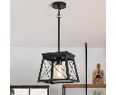 Farmhouse Pendant Light Rustic Lantern Chandelier Black