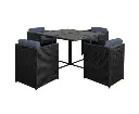 Gardeon Outdoor Dining Set 5 Piece Wicker Table Chairs Setting Black